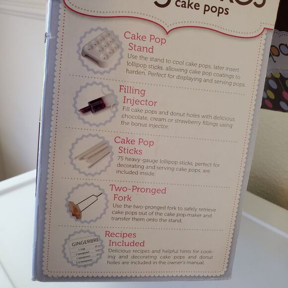 Babycakes Cake Pop Maker #CP-94LV, Stand, Filling Injector, Fork, Pop Sticks - Picture 7 of 16